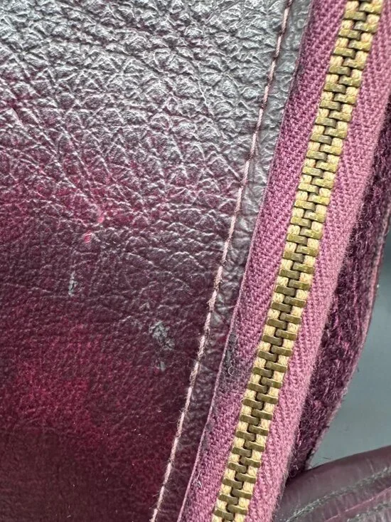 Vintage Purse Handbag 1970s Burgundy Woven Faux Leather Dual Handles Retro Fashi - Picture 8 of 12